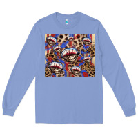 Colony Blue American flag lips leopard  tumbler Long Sleeve Tee - HowdyJamesFarm
