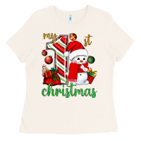 Bone My 1st. Christmas with cute snowman Ladies Tee - NancyCooperArtShop