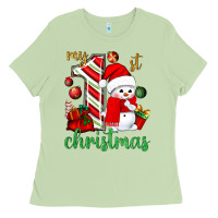 Matcha My 1st. Christmas with cute snowman Ladies Tee - NancyCooperArtShop