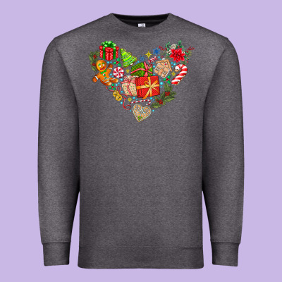 Merry Christmas Heart Premium Sweatshirt Designed By Cowhidedigitalart