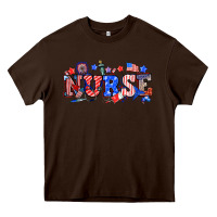 Chocolate Brown 4th of july nurse Heavy Core Tee - NancyCooperArtShop
