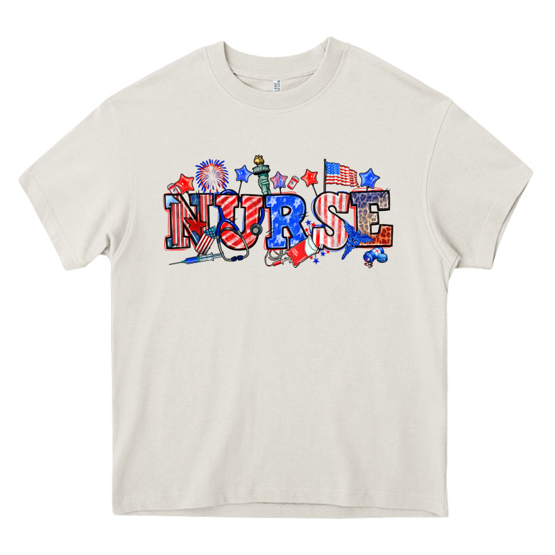 4th Of July Nurse Heavy Core Tee by NancyCooperArtShop | Teevron