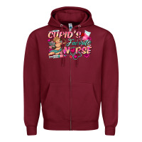 Burgundy cupid's favorite nurse Zipper Hoodie - FaDigitalArtStudio