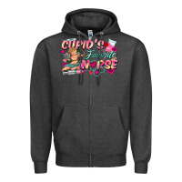 Charcoal Heather cupid's favorite nurse Zipper Hoodie - FaDigitalArtStudio