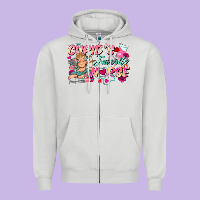 Cupid's Favorite Nurse Zipper Hoodie Designed By Fadigitalartstudio