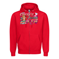 Red cupid's favorite nurse Zipper Hoodie - FaDigitalArtStudio