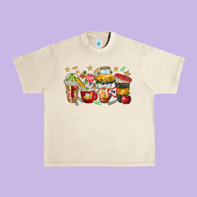 School Bus Coffee Cups Urban Heavy Tee Designed By Nancycooperartshop