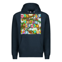 Navy Happy Easter Seamless Pattern Premium Hoodie - BundleAndBundleShop