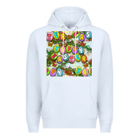 White Happy Easter Seamless Pattern Premium Hoodie - BundleAndBundleShop
