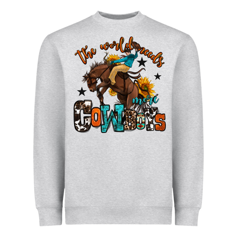 The World Needs More Cowboys Heavyweight Sweatshirt by OliviaCreatesArt | Teevron