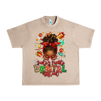 French Oak Santa's Favorite Dental Assistant Afro Messy Bun Urban Heavy Tee - texasbilliewilder