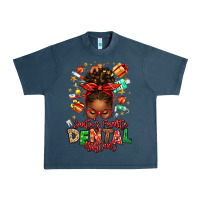 Midnight Navy Santa's Favorite Dental Assistant Afro Messy Bun Urban Heavy Tee - texasbilliewilder