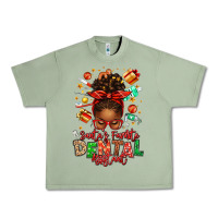 Oil Green Santa's Favorite Dental Assistant Afro Messy Bun Urban Heavy Tee - texasbilliewilder