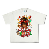 Pistachio Santa's Favorite Dental Assistant Afro Messy Bun Urban Heavy Tee - texasbilliewilder