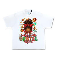 White Santa's Favorite Dental Assistant Afro Messy Bun Urban Heavy Tee - texasbilliewilder