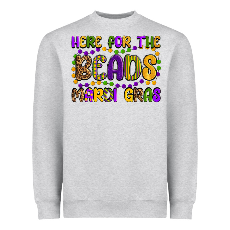 Here For The Beads Mardi Gras Heavyweight Sweatshirt by OliviaCreatesArt | Teevron