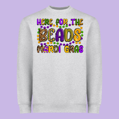 Here For The Beads Mardi Gras Heavyweight Sweatshirt Designed By Oliviacreatesart