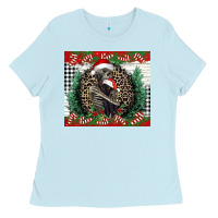 Baby Blue Merry Christmas skeleton Ladies Tee - NancyCooperArtShop