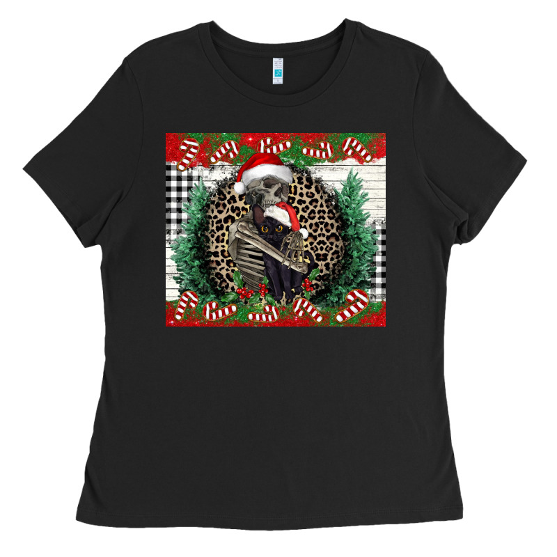 Merry Christmas Skeleton Ladies Tee by NancyCooperArtShop | Teevron