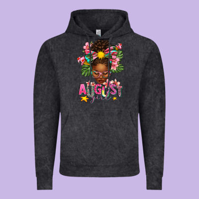 August Girl Afro Woman Summer Vintage Hoodie Designed By Texasbilliewilder