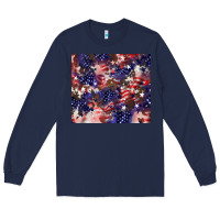 Navy American flag sparkly  tumbler Long Sleeve Tee - HowdyJamesFarm