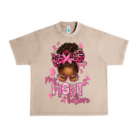 French Oak pray fight believe breast cancer afro messy Urban Heavy Tee - texasbilliewilder
