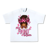 White pray fight believe breast cancer afro messy Urban Heavy Tee - texasbilliewilder