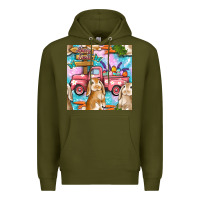 Easter Bunny With Truck Seamless Pattern Premium Hoodie | Teevron