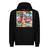 Black Easter Bunny With Truck Seamless Pattern Premium Hoodie - BundleAndBundleShop