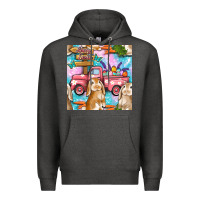 Charcoal Heather Easter Bunny With Truck Seamless Pattern Premium Hoodie - BundleAndBundleShop