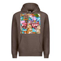 Coffee Easter Bunny With Truck Seamless Pattern Premium Hoodie - BundleAndBundleShop