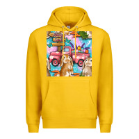 Lemon Easter Bunny With Truck Seamless Pattern Premium Hoodie - BundleAndBundleShop