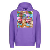 Purple Easter Bunny With Truck Seamless Pattern Premium Hoodie - BundleAndBundleShop