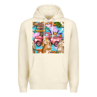 Sandshell Easter Bunny With Truck Seamless Pattern Premium Hoodie - BundleAndBundleShop