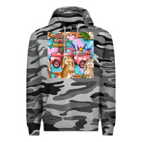 Slate Camo Easter Bunny With Truck Seamless Pattern Premium Hoodie - BundleAndBundleShop
