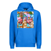 True Royal Easter Bunny With Truck Seamless Pattern Premium Hoodie - BundleAndBundleShop