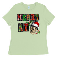 Matcha Merry af skeleton messy bun Ladies Tee - NancyCooperArtShop