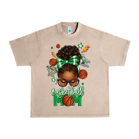 French Oak Basketball Mom Afro Messy Bun Urban Heavy Tee - texasbilliewilder