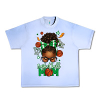 Grape Ice Basketball Mom Afro Messy Bun Urban Heavy Tee - texasbilliewilder