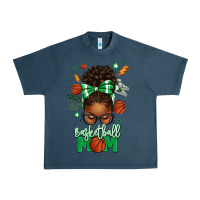 Midnight Navy Basketball Mom Afro Messy Bun Urban Heavy Tee - texasbilliewilder