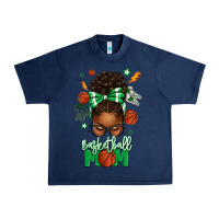 Navy Basketball Mom Afro Messy Bun Urban Heavy Tee - texasbilliewilder