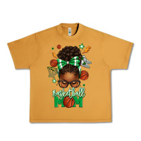 Peanut Butter Basketball Mom Afro Messy Bun Urban Heavy Tee - texasbilliewilder