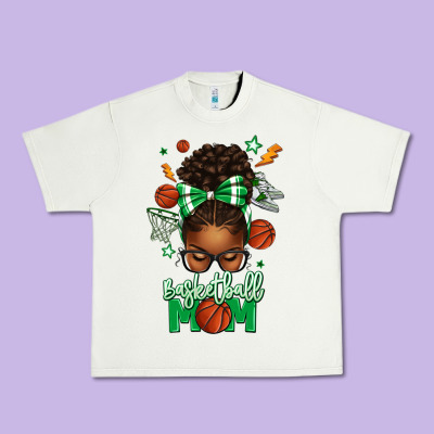 Basketball Mom Afro Messy Bun Urban Heavy Tee Designed By Texasbilliewilder