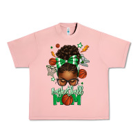 Salmon Basketball Mom Afro Messy Bun Urban Heavy Tee - texasbilliewilder
