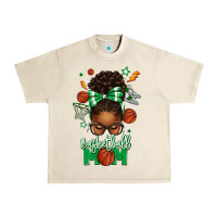 Sandshell Basketball Mom Afro Messy Bun Urban Heavy Tee - texasbilliewilder