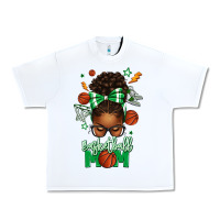 White Basketball Mom Afro Messy Bun Urban Heavy Tee - texasbilliewilder