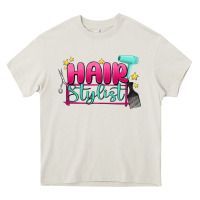 Cream hair stylist Heavy Core Tee - MaliasSmallBusiness