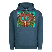 Pigment Midnight Navy wild one longhorn gemstones cactus and sunflowers Urban Hoodie - Artiststas