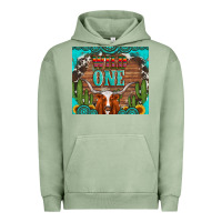 Pigment Oil Green wild one longhorn gemstones cactus and sunflowers Urban Hoodie - Artiststas