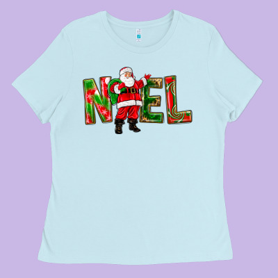 Noel Santa Ladies Tee Designed By Nancycooperartshop